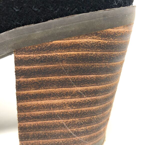 Lucky Brand Pagira Black Suede Ankle Boots Womens 8 Stacked Heel Double Side Zip - Picture 12 of 12